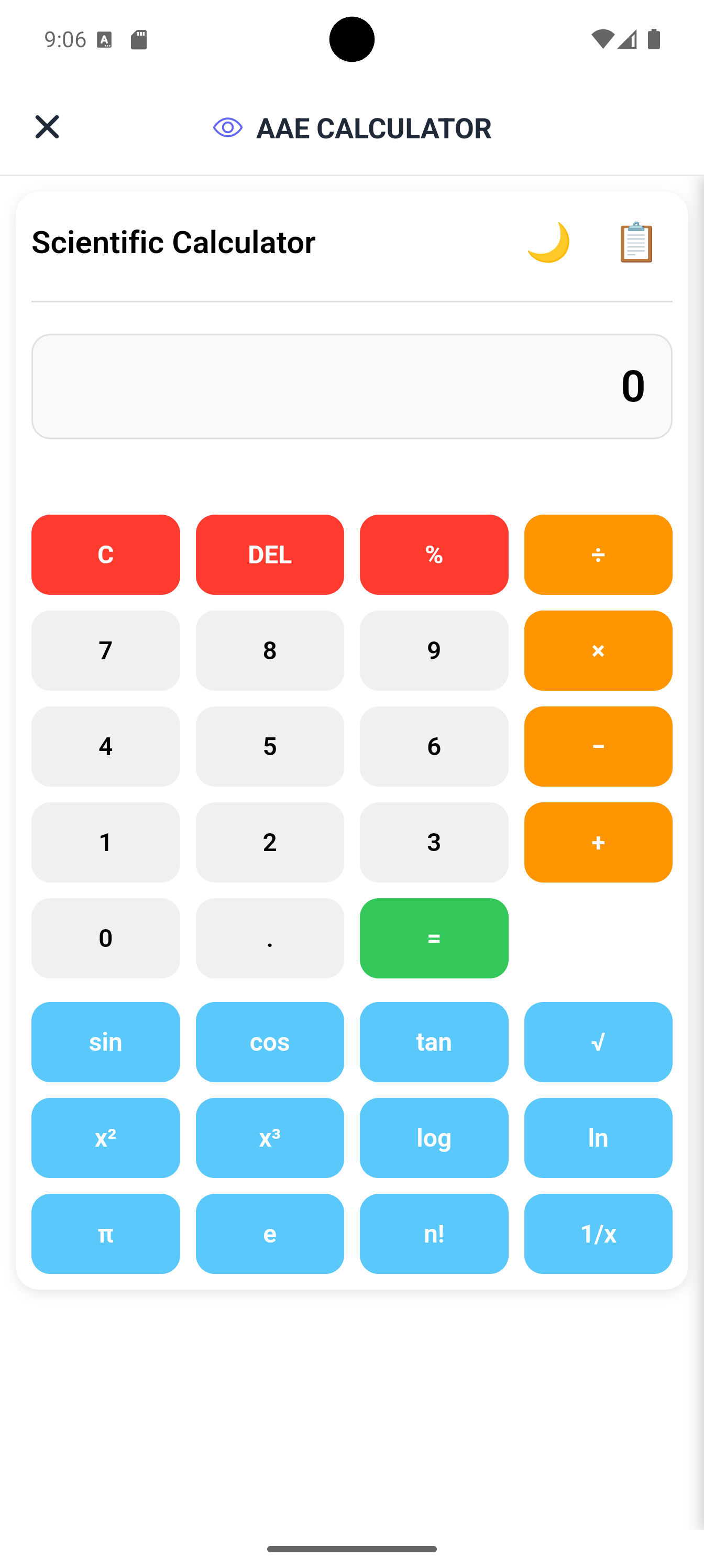 Scientific calculator made with Neyse
