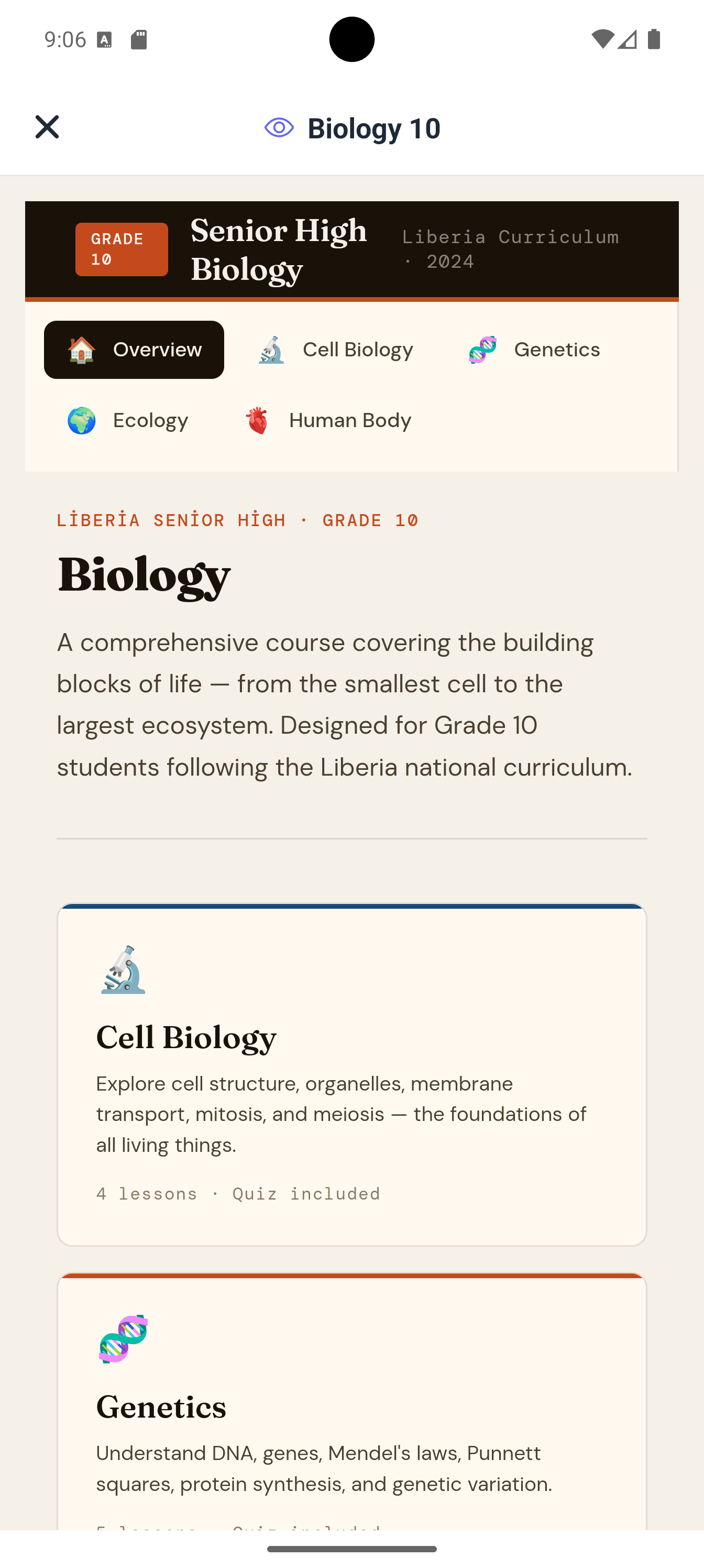 Grade 10 biology study app made with Neyse